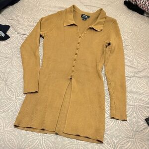 MAEVE Ribbed Button-Up Long Sleeve top